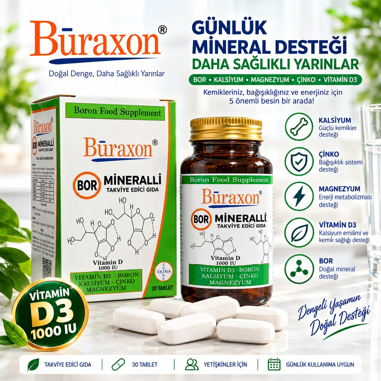 Bor Gıda Takviyesi Bor + D3 Tablet